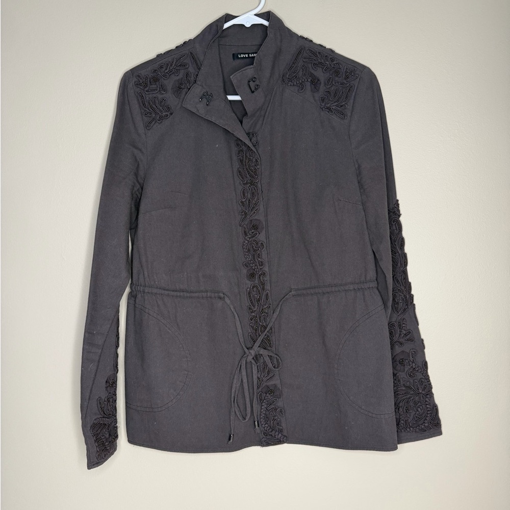 Love Sam Charcoal Embroidered Utility Jacket